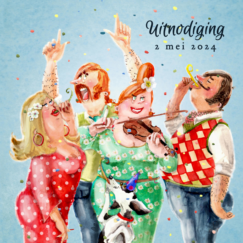 Uitnodigingen - Uitnodigingskaart Feestje Confetti