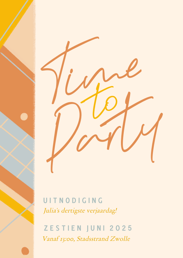 Uitnodigingen - Vrolijke kleurrijke uitnodiging time to party