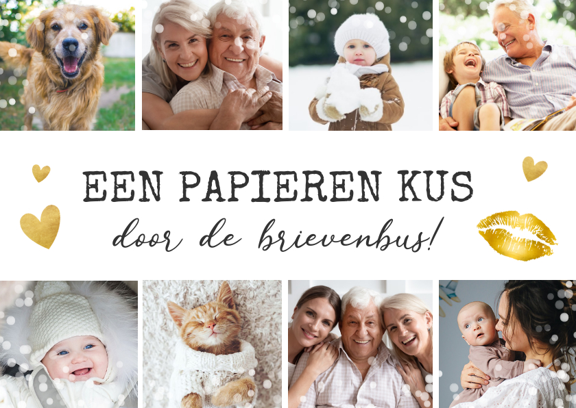 Vaderdag kaarten - Fotocollage vaderdagkaart kus door de brievenbus