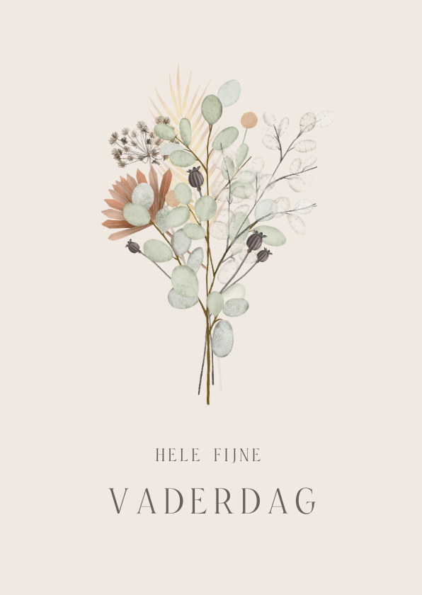 Vaderdag kaarten - Stijlvolle vaderdagkaart met droogbloem illustraties