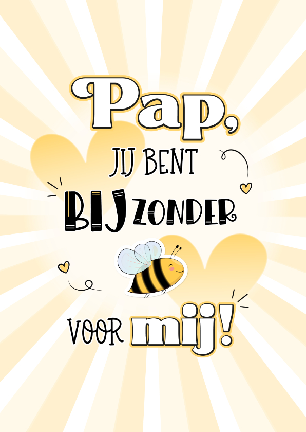 Vaderdag kaarten - Vaderdag kaart jij bent BIJzonder handlettering zonnestralen