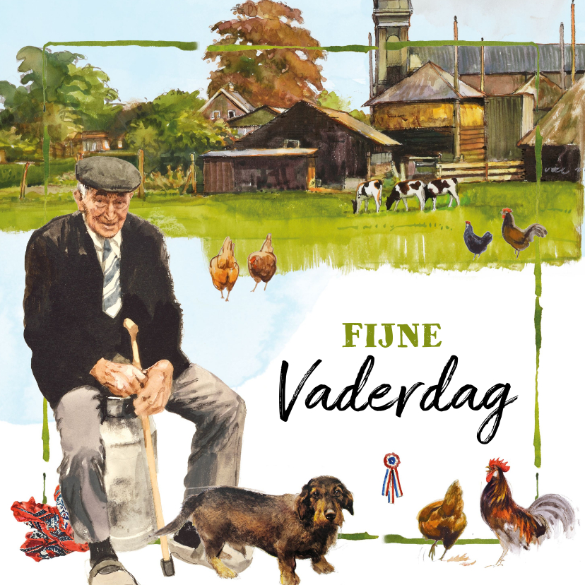 Vaderdag kaarten - Vaderdagkaart boerderij en dieren