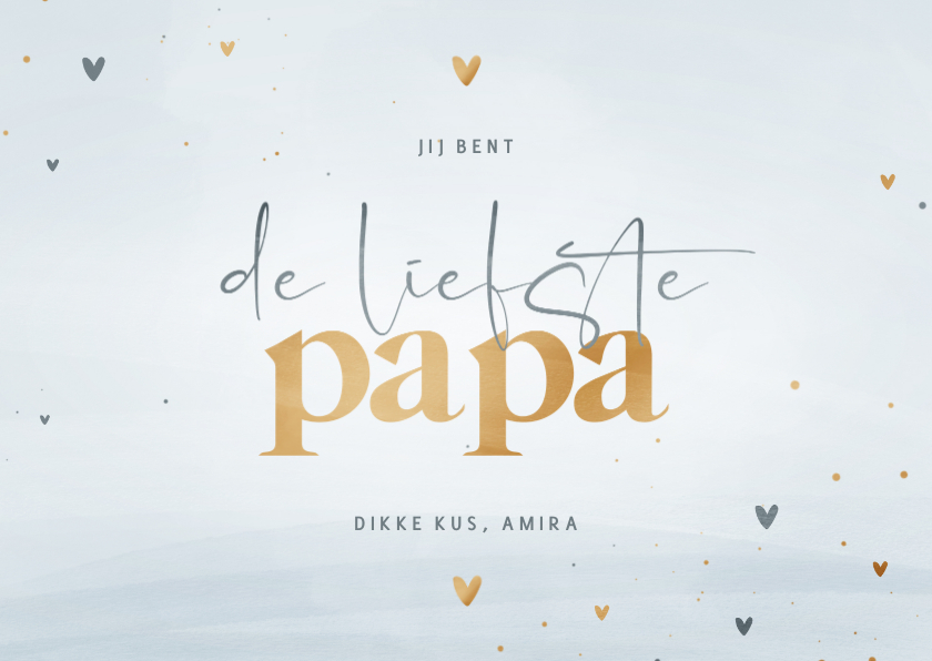 Vaderdag kaarten - Vaderdagkaart liefste papa lichtblauw met hartjes