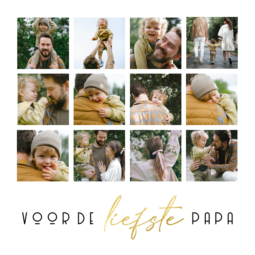 Vaderdag kaarten - Vaderdagkaart voor de liefste papa fotocollage 12 foto's