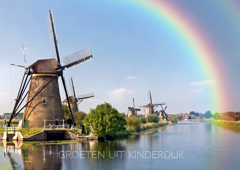 Vakantiekaarten - Groeten uit Kinderdijk-regenboog