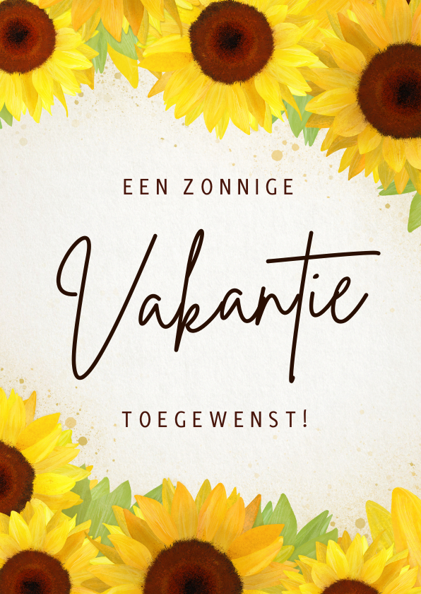 Vakantiekaarten - Klassieke fijne en zonnige vakantiekaart met zonnebloemen