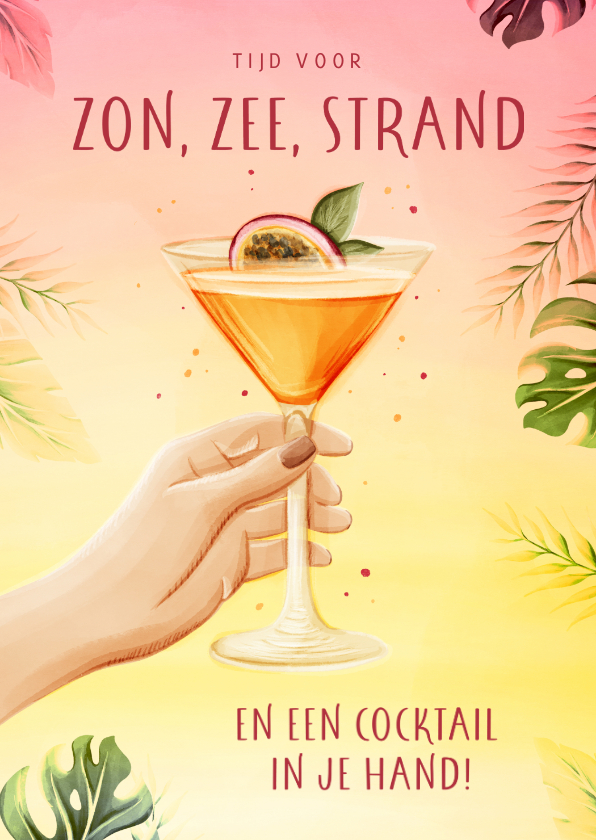 Vakantiekaarten - Vakantiekaart cocktail fijne vakantie 