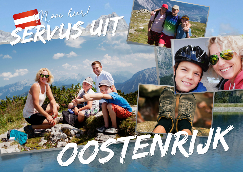 Vakantiekaarten - Vakantiekaart 'Servus uit Oostenrijk' ansichtkaart 4 foto's