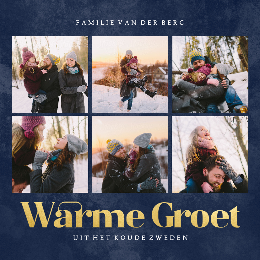 Vakantiekaarten - Vakantiekaart wintervakantie warme groet met fotocollage