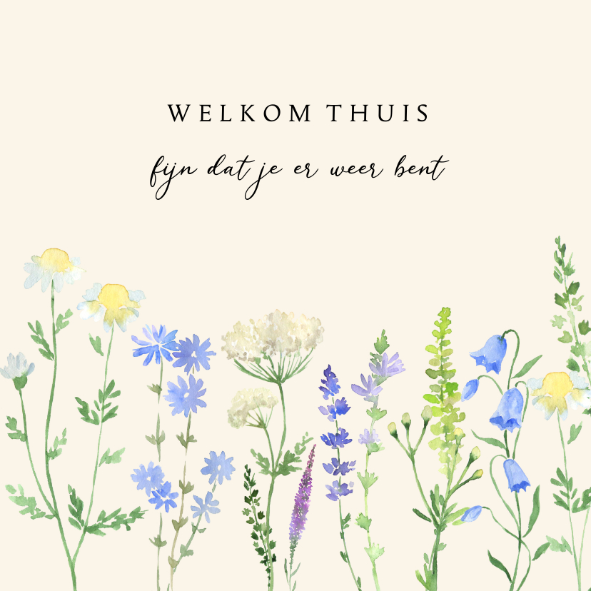 Vakantiekaarten - Welkom thuis kaart veldbloemen