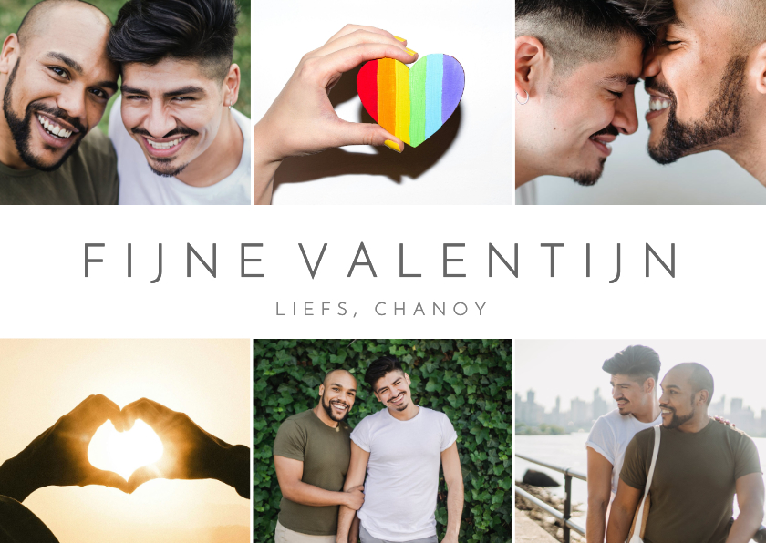 Valentijnskaarten - Eenvoudige fotocollage valentijnskaart met 6 eigen foto's