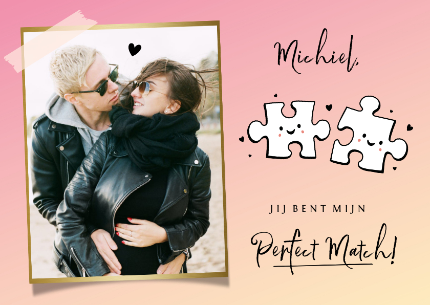 Valentijnskaarten - Hippe valentijnskaart met eigen foto en puzzelstukjes