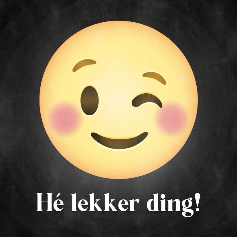 Valentijnskaarten - Leuke Valentijnsdag kaart knipogende emoji hé lekker ding