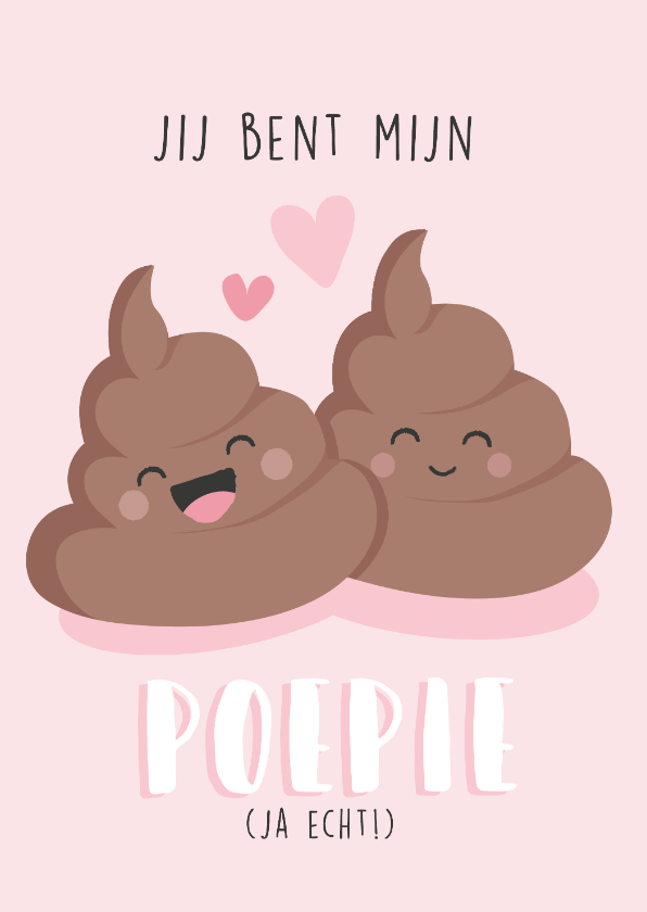 Valentijnskaarten - Lieve valentijnskaart met illustratie van twee 'poepies' 