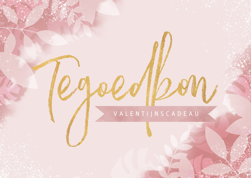 Valentijnskaarten -  Tegoedbon voor Valentijnsdag met plantjes spetters