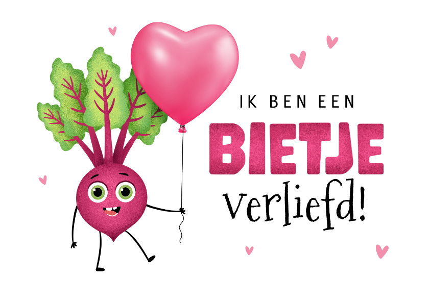 Valentijnskaarten - Valentijnskaart bietje verliefd grappig hartjes