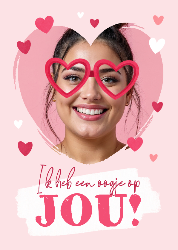 Valentijnskaarten - Valentijnskaart grappig hartjes bril foto lief