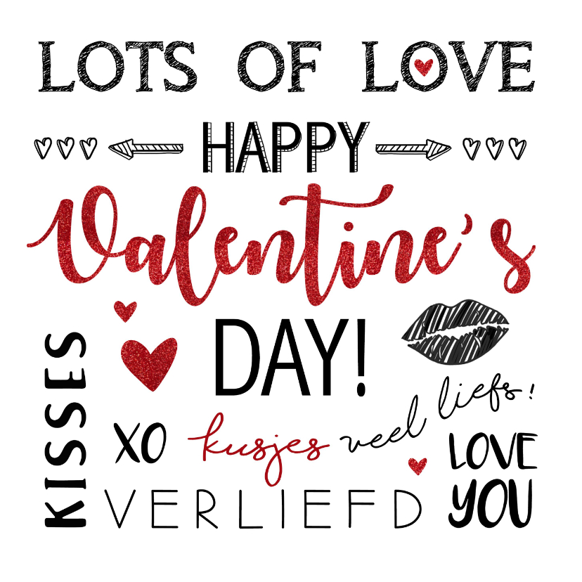 Valentijnskaarten - Valentijnskaart handlettering rood