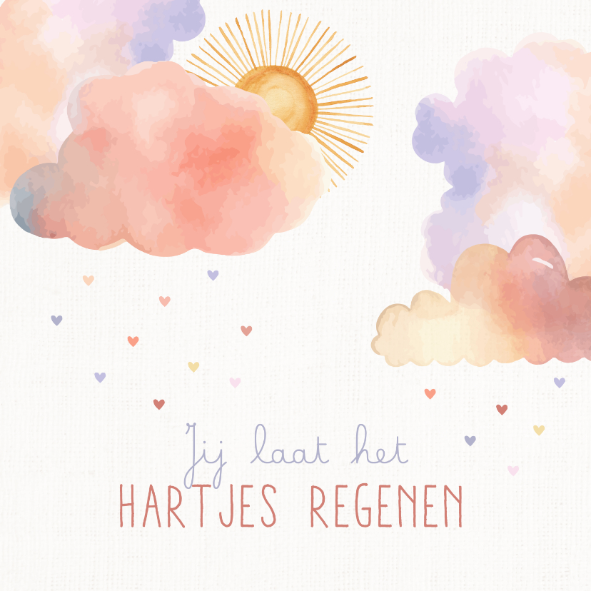 Valentijnskaarten - Valentijnskaart jij laat het hartjes regenen kleurrijk