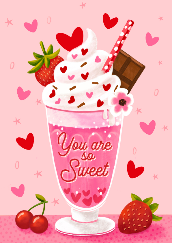 Valentijnskaarten - Valentijnskaart liefde valentijn sweet milkshake vriendschap