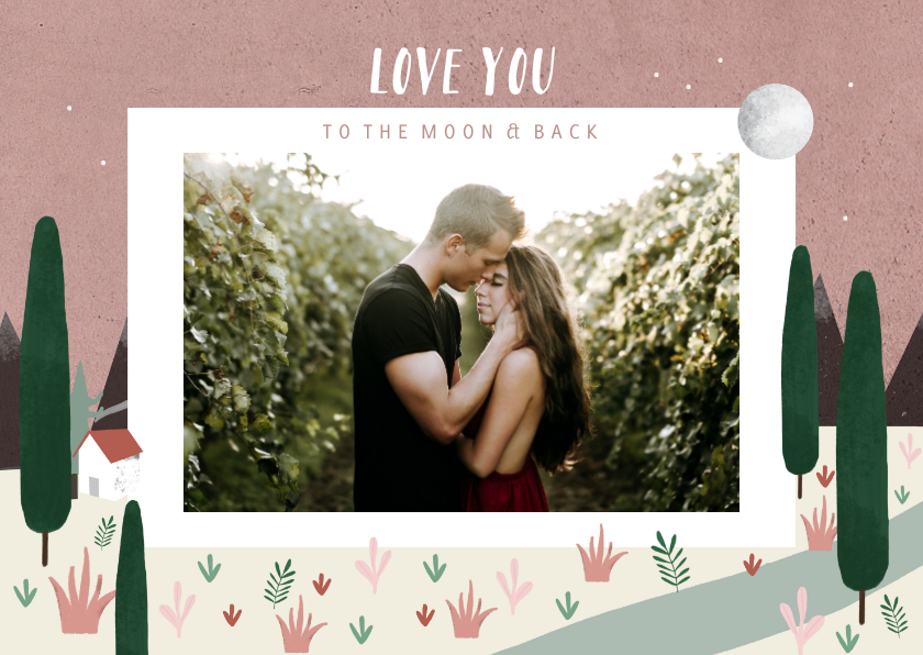 Valentijnskaarten - Valentijnskaart love you to the moon & back met foto