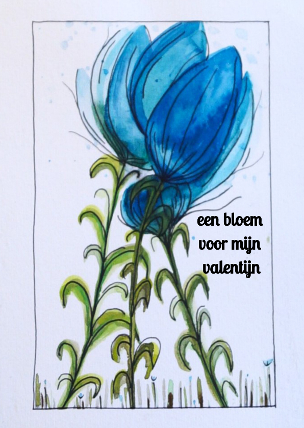 Valentijnskaarten - Valentijnskaart met blauwe bloemen