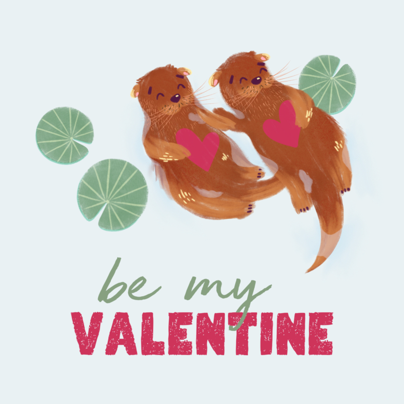 Valentijnskaarten - Valentijnskaart met twee otters