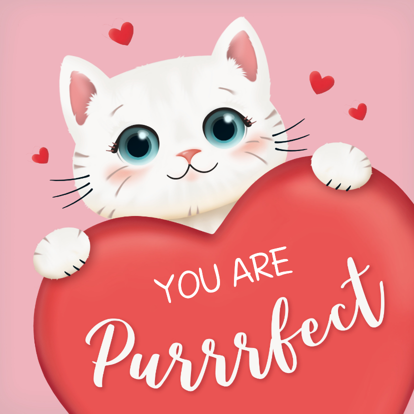 Valentijnskaarten - Valentijnskaartje you are purrrfect