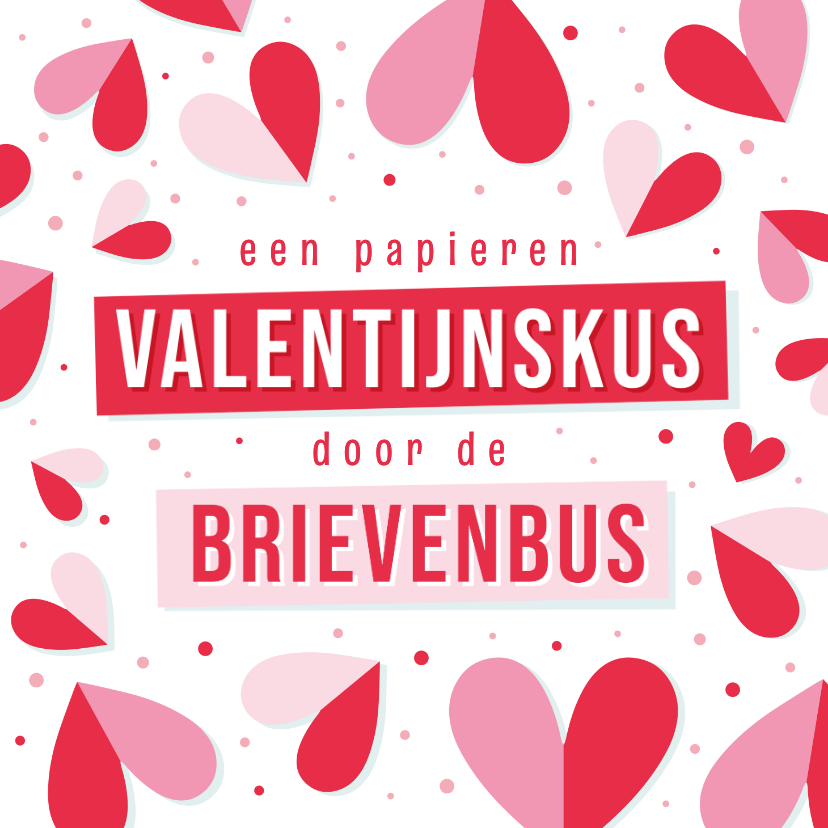 Valentijnskaarten - Valentijnskus door de brievenbus valentijnskaart met hartjes