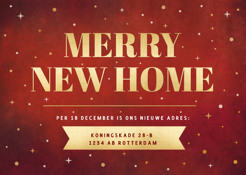 Verhuiskaarten - Verhuisbericht en kerstkaart inéén - Merry new home