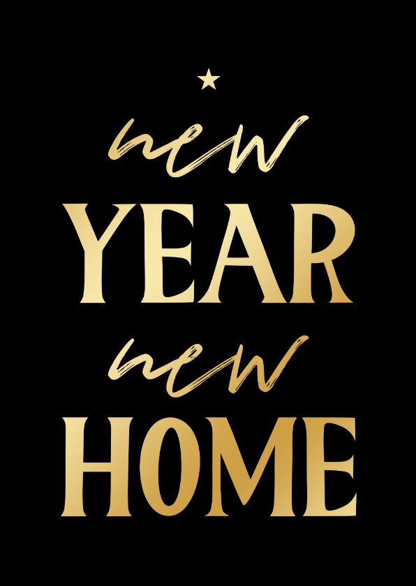 Verhuiskaarten - Verhuiskaart kerst new year new home goud ster