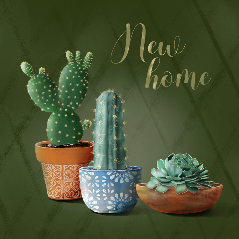 Verhuiskaarten - Verhuiskaart new home cactussen en succulent