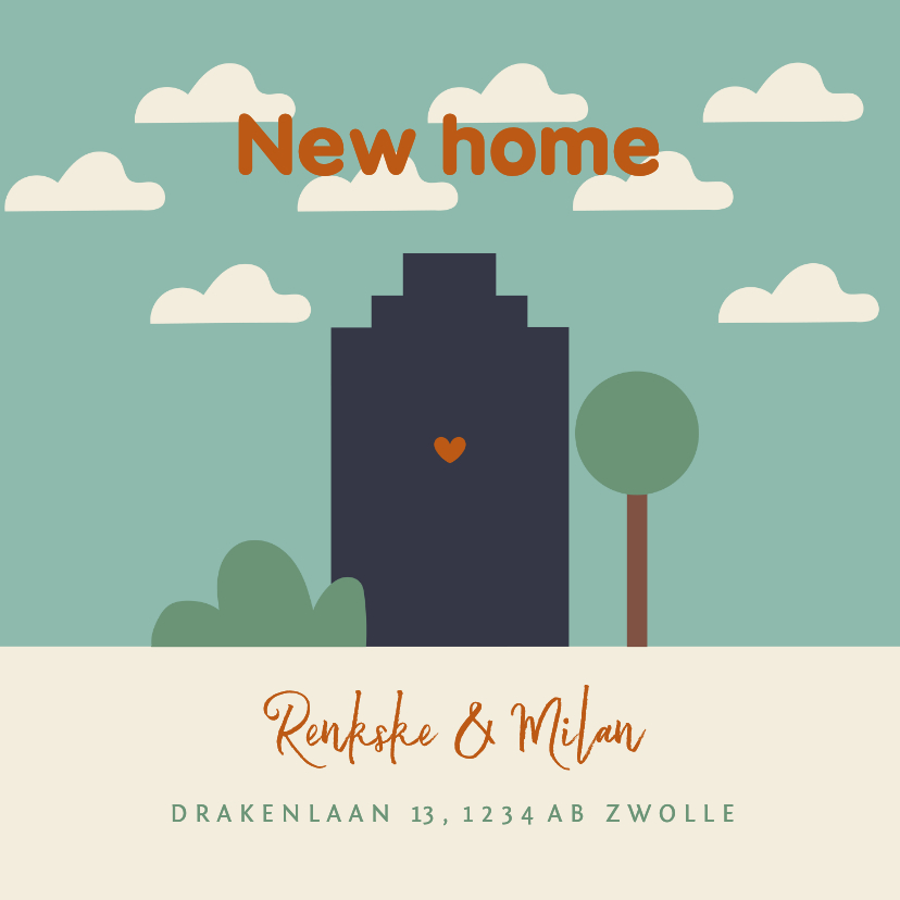 Verhuiskaarten - Verhuiskaart nieuwe woning illustratie huis