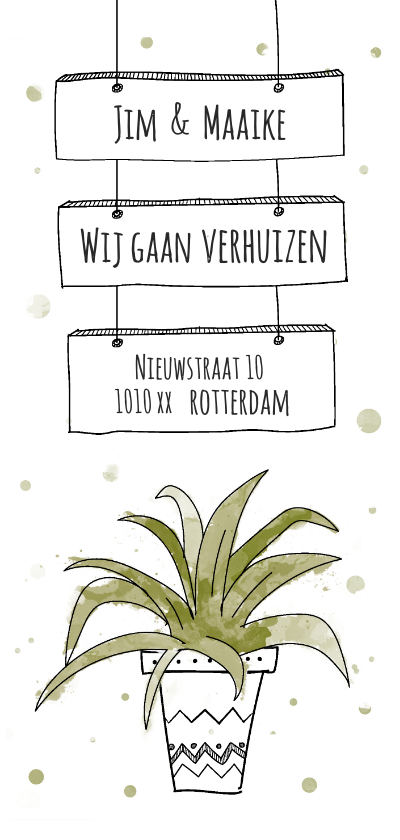 Verhuiskaarten - Verhuiskaart voor nieuw adres met hippe kamerplant