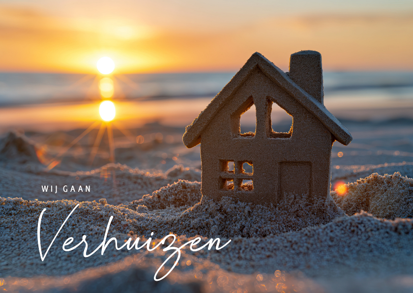 Verhuiskaarten - Verhuiskaart zandhuisje op het strand