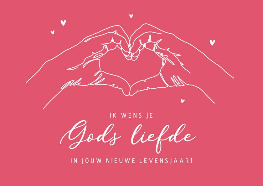 Verjaardagskaarten - Christelijke kaart met lijntekening god hartgebaar