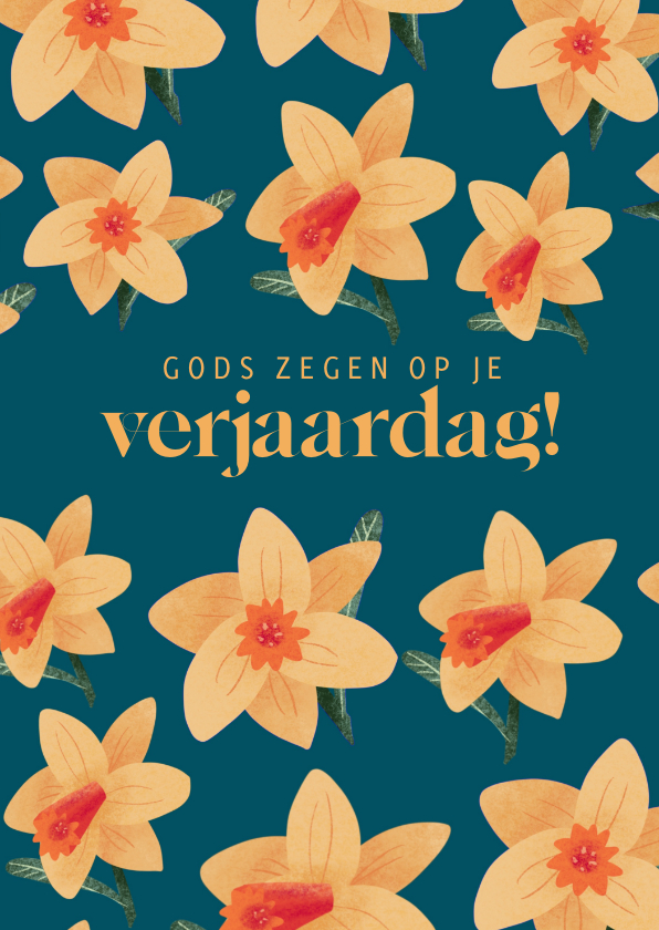 Verjaardagskaarten - Christelijke verjaardagskaart met vrolijke narcissen 