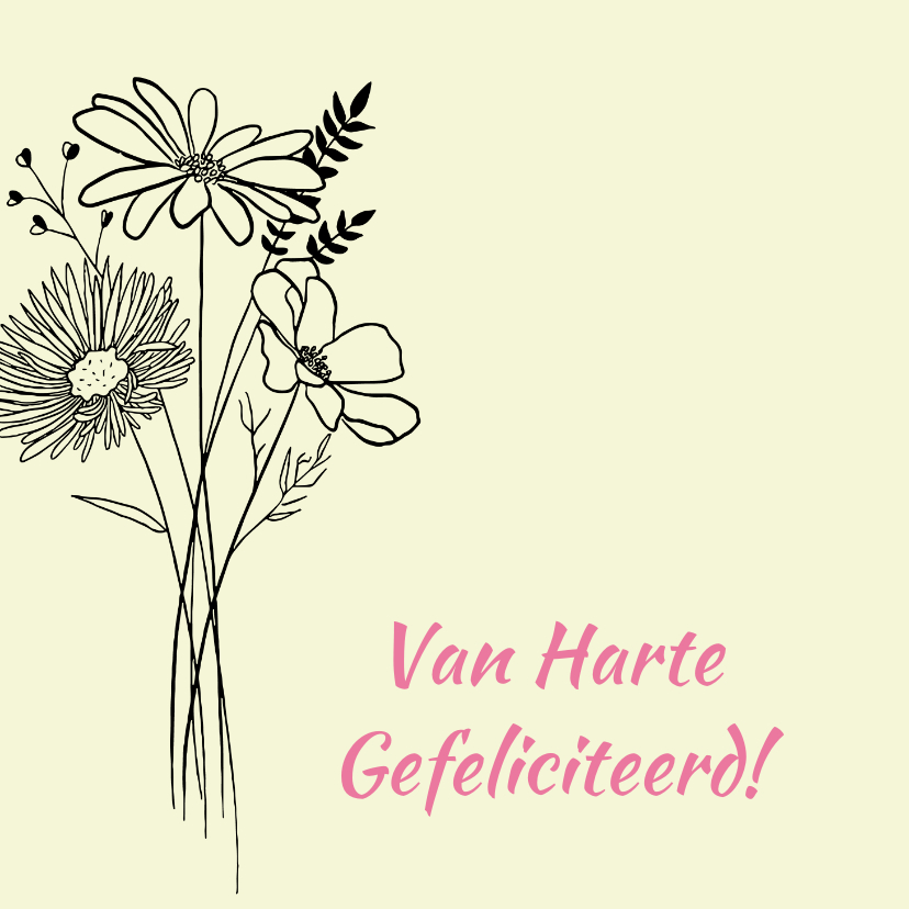 Verjaardagskaarten - Felicitatiekaarten met leuke stijlvolle bloemen 