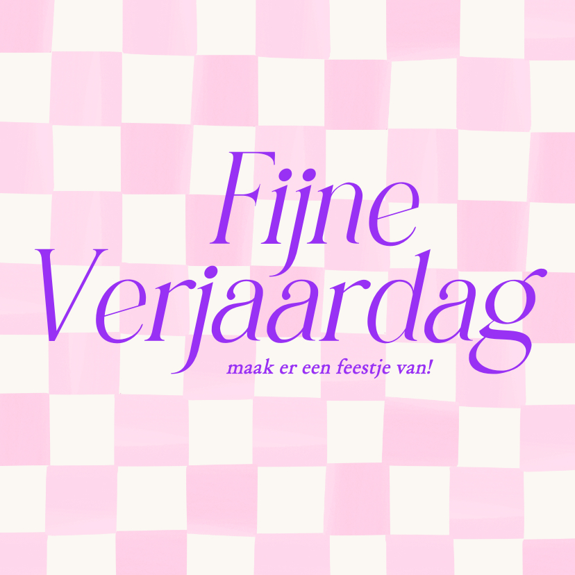 Verjaardagskaarten - Hip modern verjaardagskaartje met roze blokjes