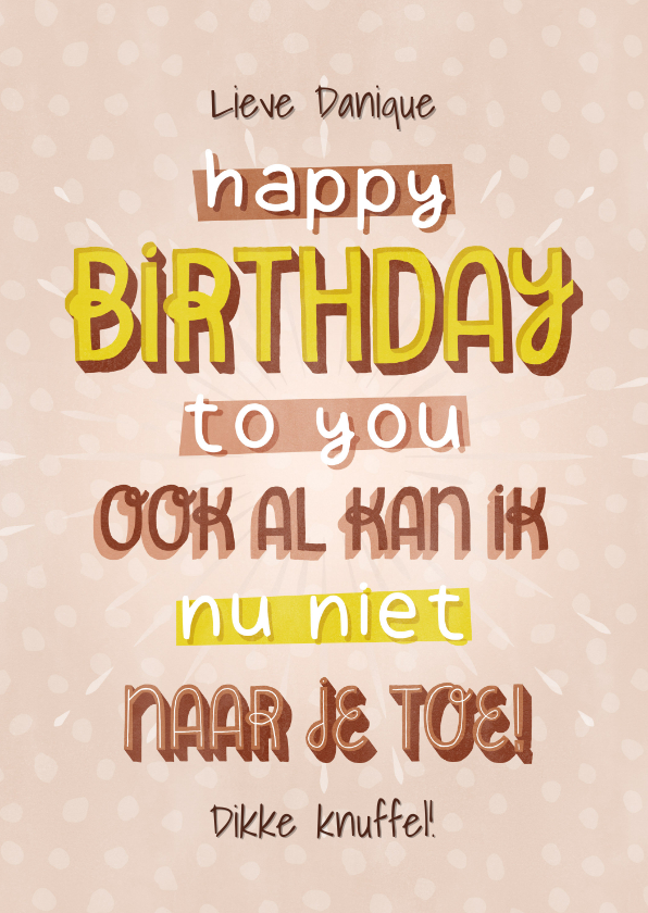 Verjaardagskaarten - Hippe verjaardagskaart Happy Birthday to you met typografie