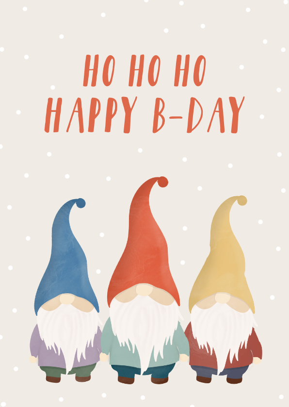 Verjaardagskaarten - Ho ho ho happy birthday verjaardagskaart met kabouters