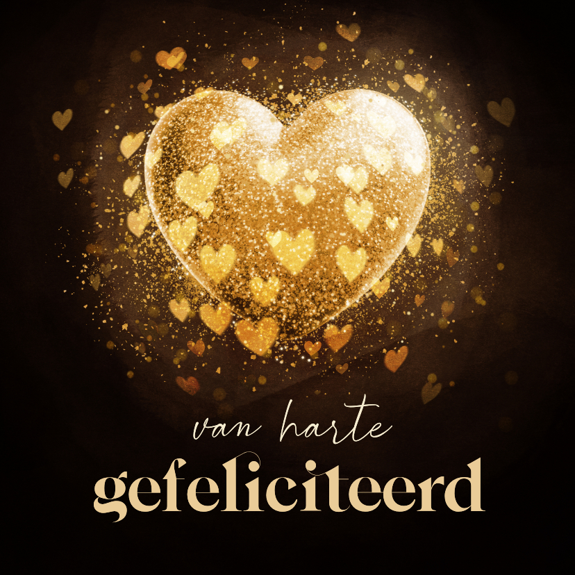 Verjaardagskaarten - Liefdevolle verjaardagskaart met gouden hart