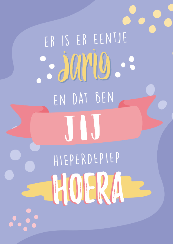 Verjaardagskaarten - Lila verjaardag felicitatie kaart met typografie