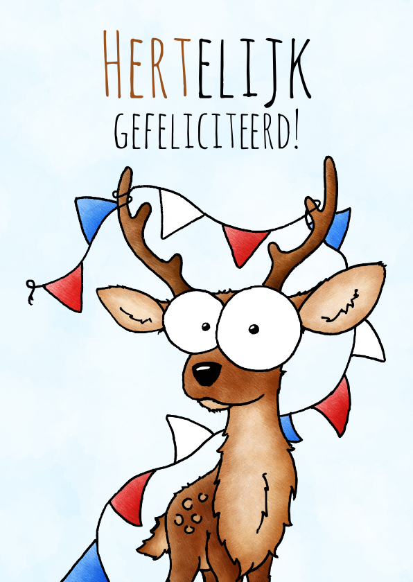 Verjaardagskaarten - Verjaardagsfelicitatie hert - Hertelijk gefeliciteerd!