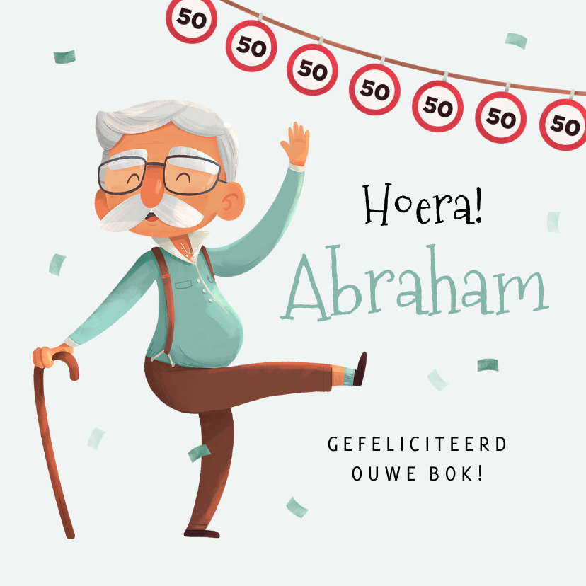 zaterdag Gaan wandelen sector Verjaardagskaart 50 jaar humor confetti man | Kaartje2go