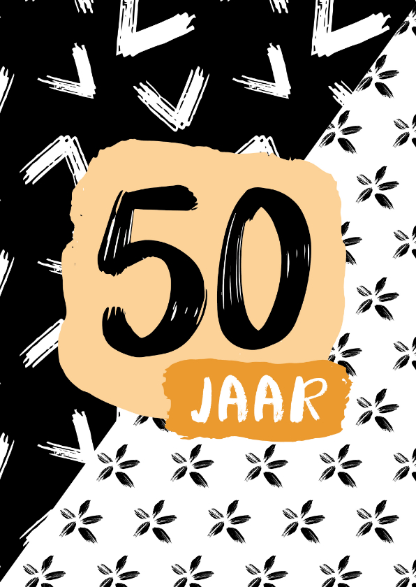 Verjaardagskaarten - Verjaardagskaart 50 jaar zwartwit