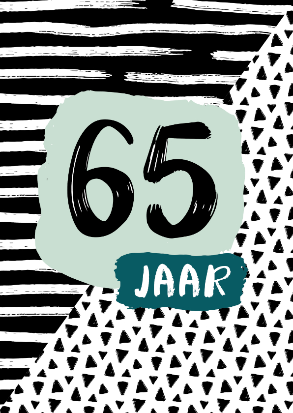 Verjaardagskaarten - Verjaardagskaart 65 jaar zwartwit