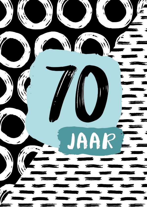 Verjaardagskaarten - Verjaardagskaart 70 jaar zwartwit