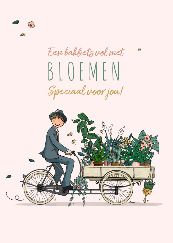 Verjaardagskaarten - Verjaardagskaart bakfiets planten