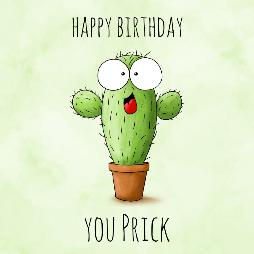 Verjaardagskaarten - Verjaardagskaart cactus - Happy birthday you prick!